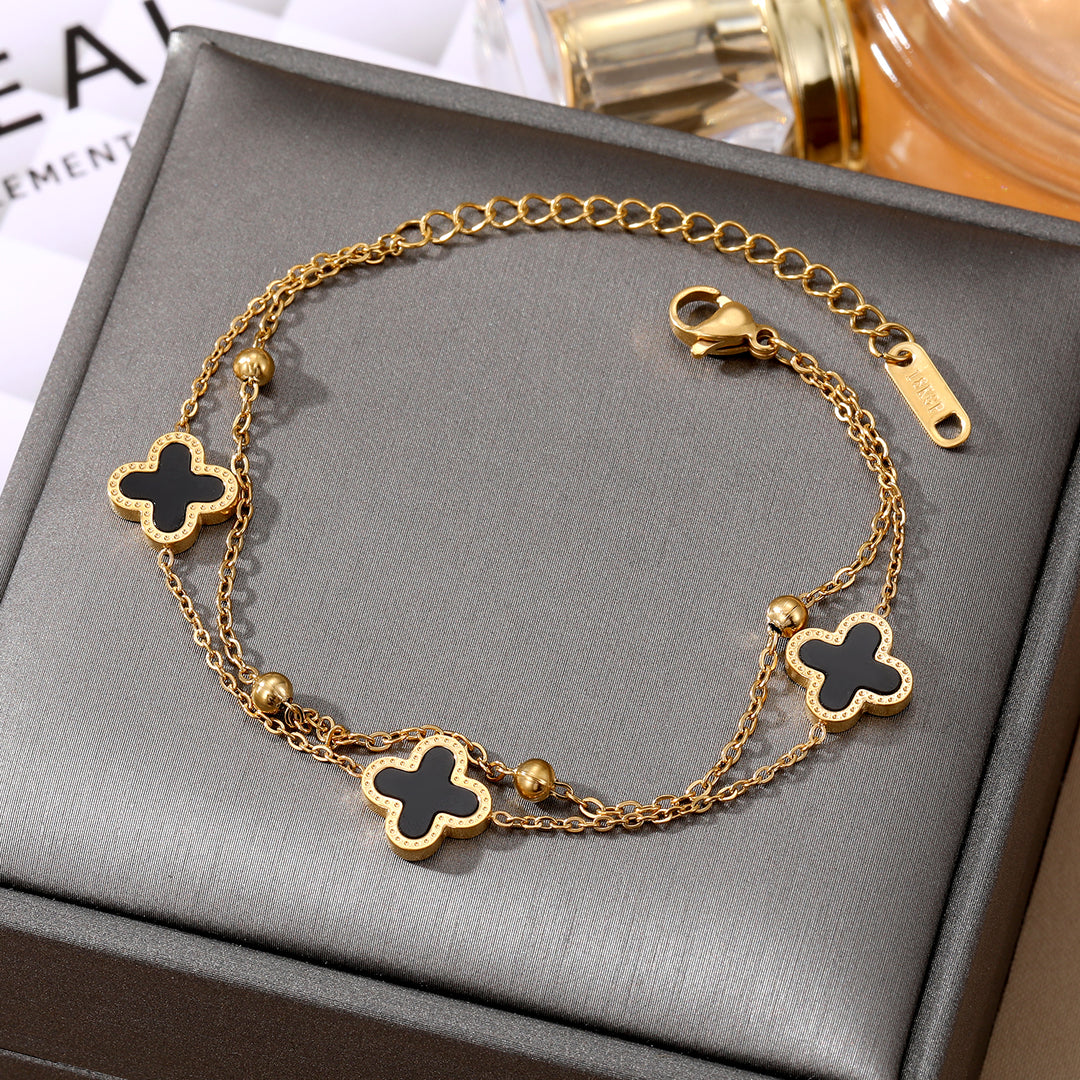 Double-Chain Stainless steel Bracelet With Charm