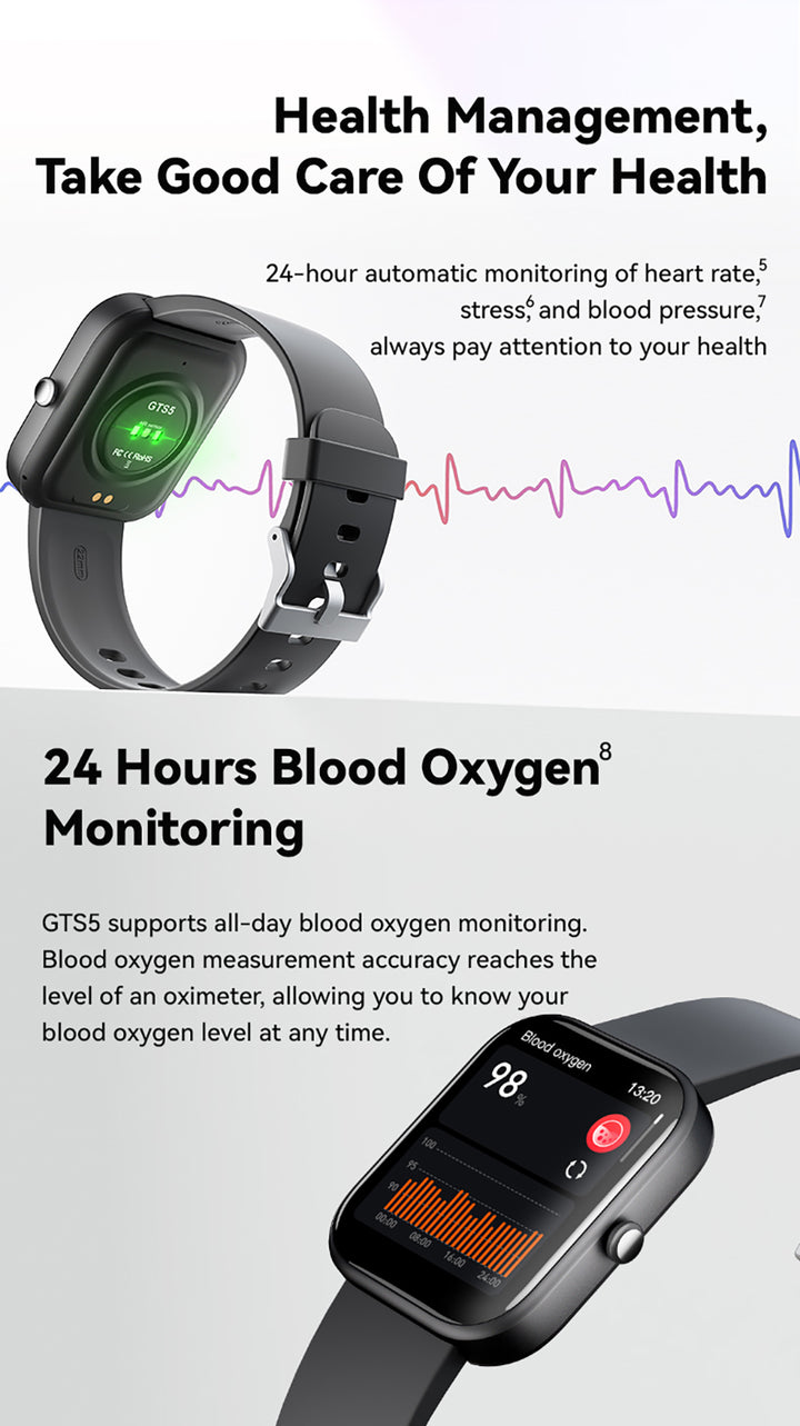 GTS6 Smartwatch - 2" HD Touch Screen Bluetooth GPS Sport Health & Fitness Tracker
