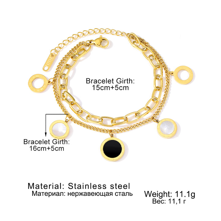 Double-Layers Stainless steel Bracelet With Charms