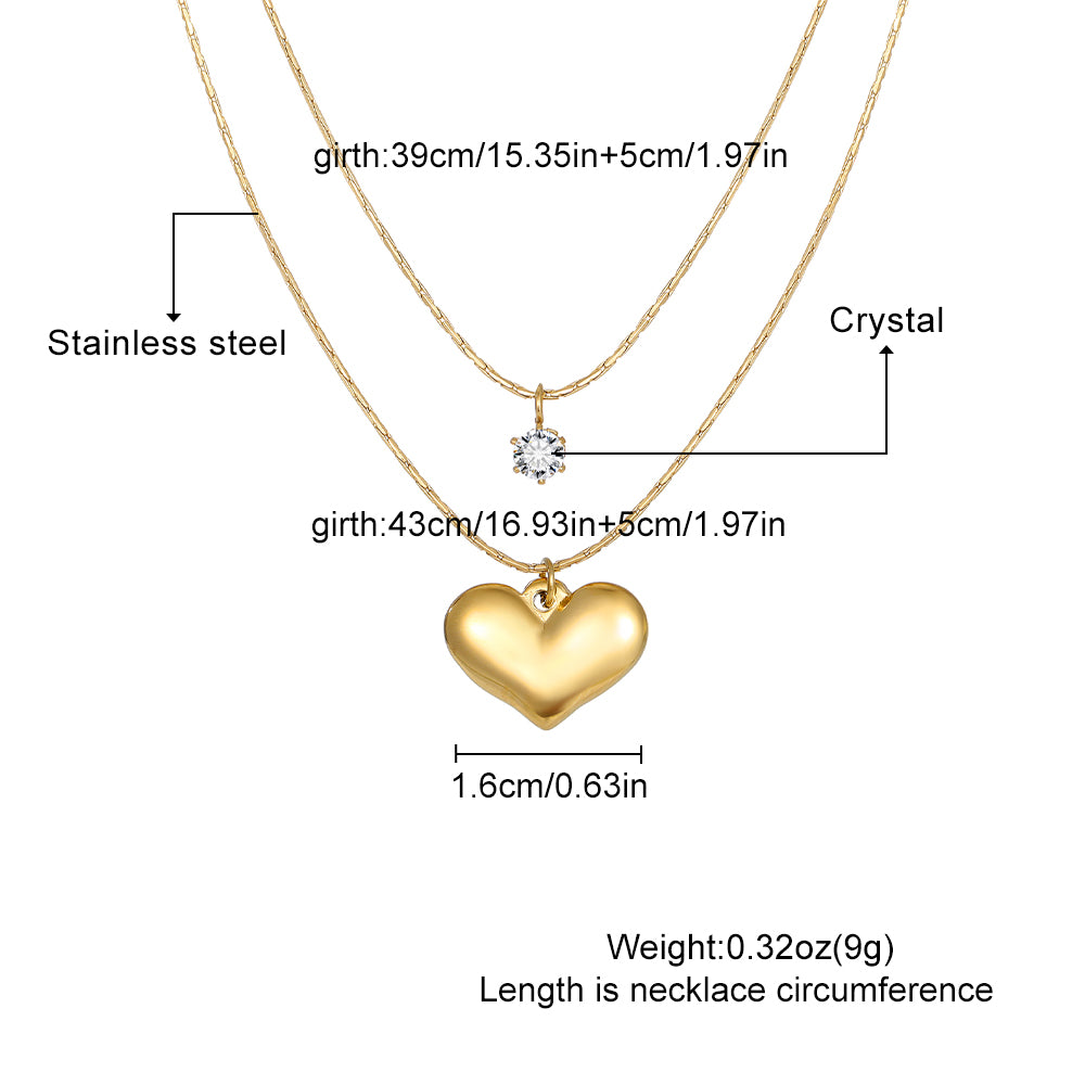 Gold Necklace(Love & crystal pendant)