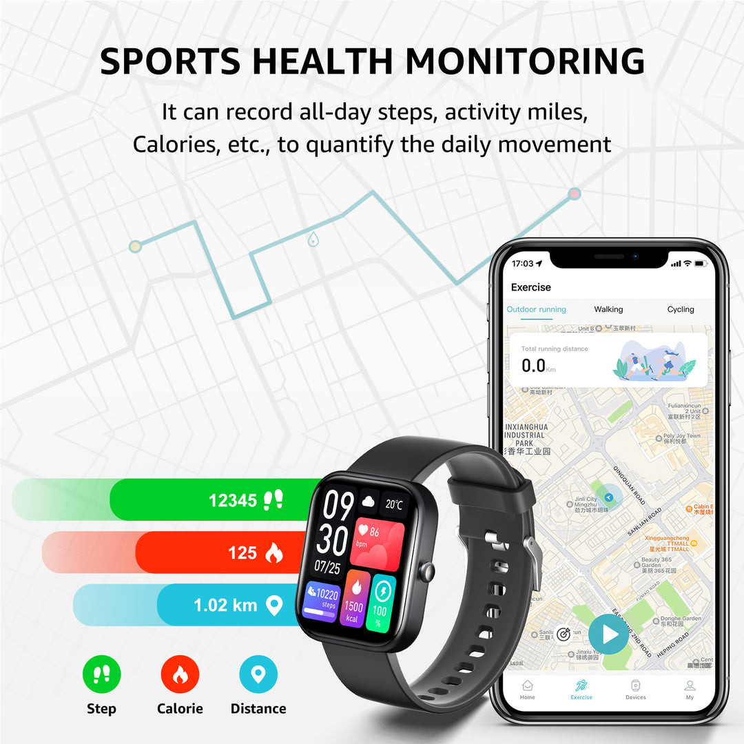 GTS6 Smartwatch - 2" HD Touch Screen Bluetooth GPS Sport Health & Fitness Tracker