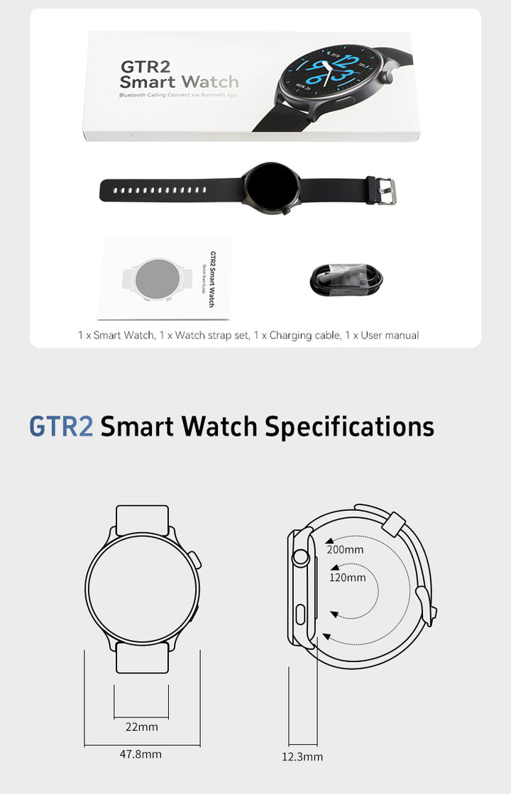 GTR2 - Women & Men Smartwatch for Android & IOS – Sport Health & Fitness Tracker - steel band