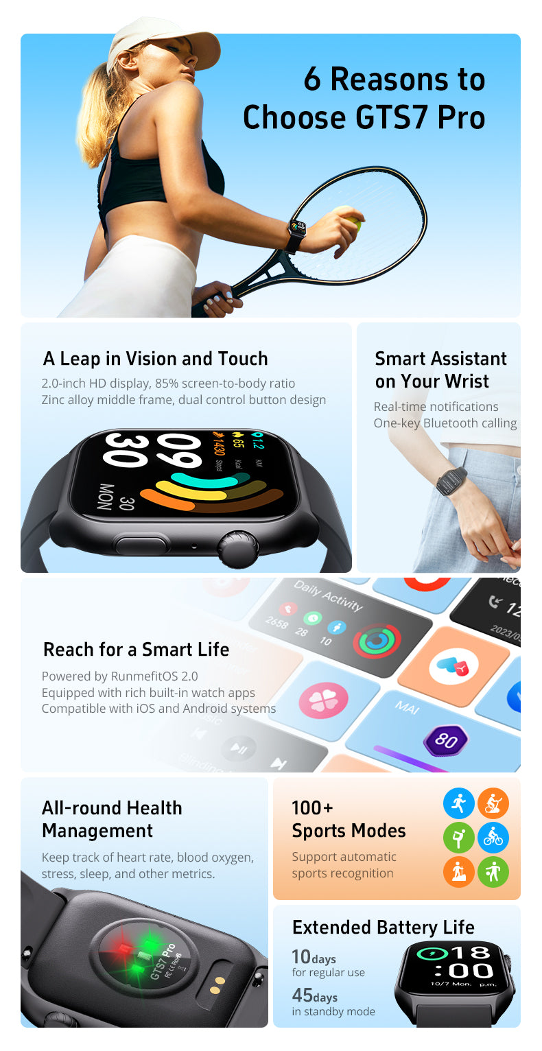 GTS7-pro: Women Smartwatch for Android & IOS – Sport Health & Fitness Tracker - leather band