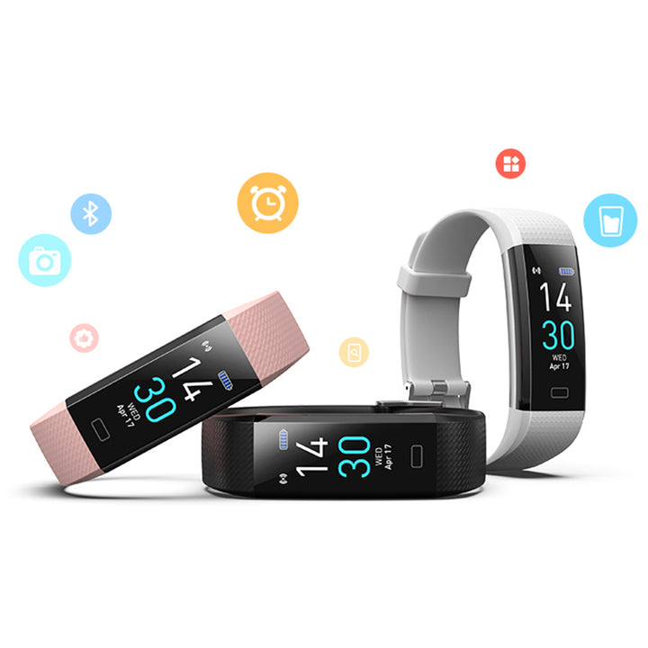 S5-4 Waterproof Fitness Watch/Health Bracelet for Android & IOS – Health & Fitness Tracker: 16 Sport Modes – 10 Color Smartwatch Straps